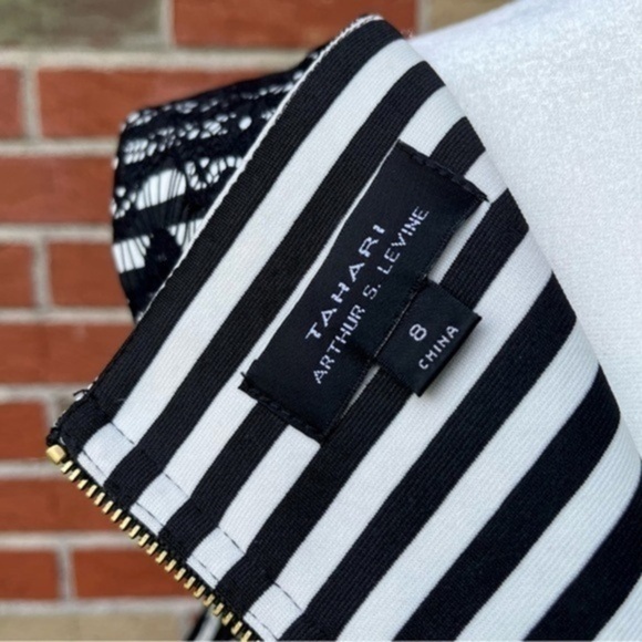 Tahari ASL Striped Black White Sleeveless Sheath Dress 👗 - Picture 12 of 13